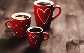 高清晰红色爱心咖啡杯壁纸
