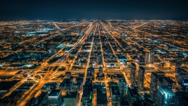 芝加哥惊人的威利斯西尔斯大厦夜景壁纸