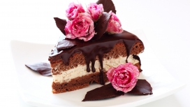 美味的巧克力红玫瑰蛋糕