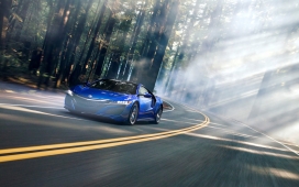 高清晰森林公路上的蓝色讴歌NSX汽车壁纸