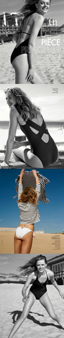 弗里达・古斯塔夫森-游泳中追逐太阳的美诱女神-白色T恤搭配黑色切割泳衣，让你眼前一亮的独特风格