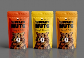 可爱的Bear Nuts坚果概念包装设计，灵感来自童年卡通