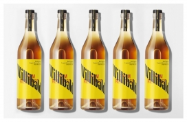 明亮大胆黄色Willibald农场酒-动感的调色板和倾斜的字体带来青春活力，突出他们启动了激烈的美味的酒
