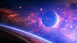 漂亮的蓝紫红空间行星