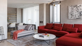 重新设计莫斯科公寓-丰富色调的墙壁和家具，一个“贵族”色彩调色板