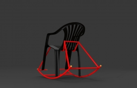 MEDAI-黑红木马摇椅