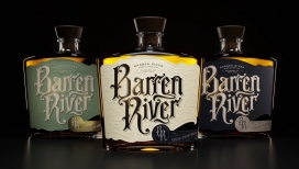 Barren River威士忌-古老的美国风格手绘字体和质感强烈的设计