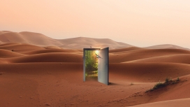 高清晰沙漠中的门壁纸