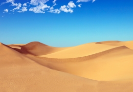 蓝天下的金色沙漠