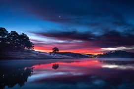 美丽的夕阳红湖景