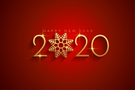 喜庆的红色2020金属质感圣诞雪花字体