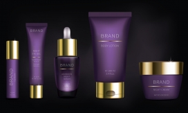 紫色面部皮肤护理化妆品系列素材