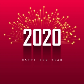 新年快乐-2020烟花立体字素材