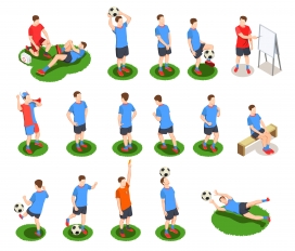 卡通足球运动员训练素材图