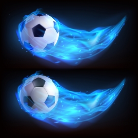 蓝色火焰飞跃的足球