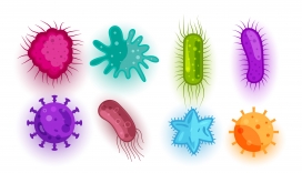 五彩不同形状的病毒细菌