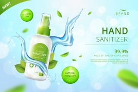 绿色清爽的洗手液素材广告