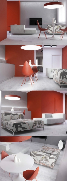 红色宁静的家庭室内装饰