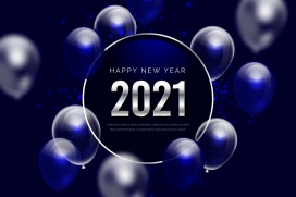 紫色2021氢气球素材下载