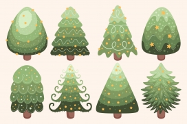 卡通绿叶圣诞树素材下载