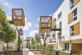 法国罗曼维尔10790平米结合树屋与阳台的公寓建筑