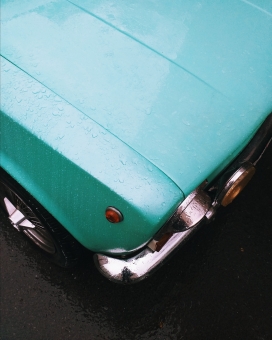 蓝色复古车图片