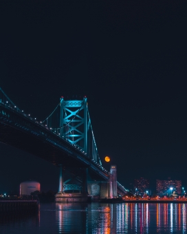 城市桥江边夜景