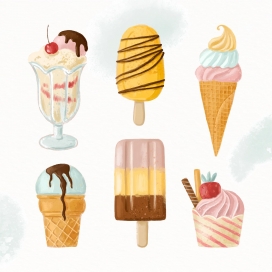 卡通风冰淇淋甜筒素材下载