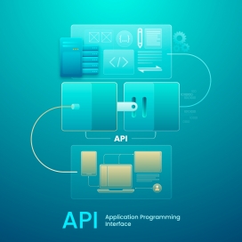 蓝色电脑计算机API接口素材下载