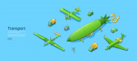 绿色航空货运飞机物流货运运输港口素材下载