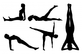 黑色女性体操瑜伽剪影素材下载