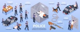 卡通警察抓人坐牢素材素材