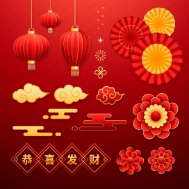 中国红喜庆春节元素下载