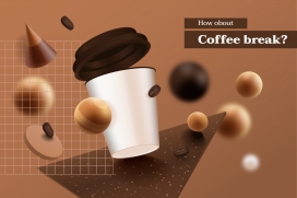 几何里面咖啡杯海报素材