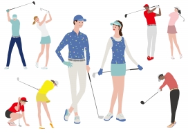 卡通打高尔夫球运动素材下载