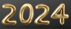 金色2024氢气球字体素材下载