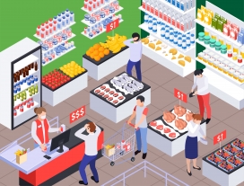 卡通超市购物场景素材下载