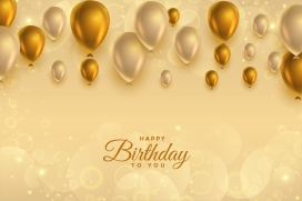 生日快乐-金色氢气球素材下载