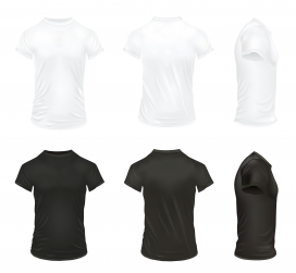 时尚黑白男性紧身T恤衬衫素材