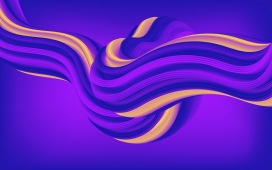 蓝紫色抽象3D扭曲图