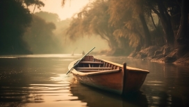 河流中的木船