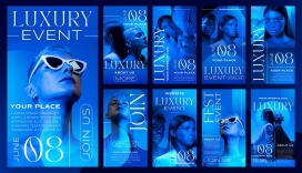 LUXURY欧式时尚蓝色女性人物人像横幅广告素材下载