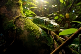 藏在森林深处的绿色大蟒蛇