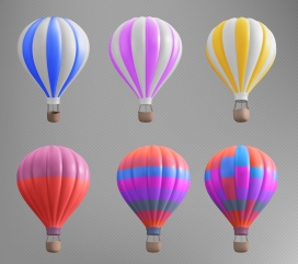 3D五彩气球篮旅行插图素材