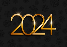 金色立体紧密的新年2024跨年字