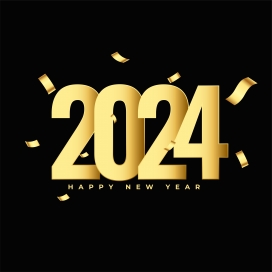 金色立体跨年2024素材