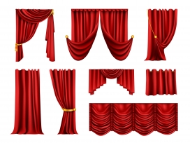 多款红色帷幕窗帘素材