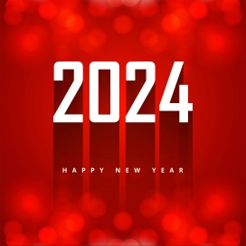 新年快乐-红色2024跨年字海报素材