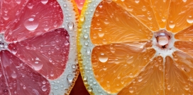 唯美带水滴效果的红柚与脐橙图片