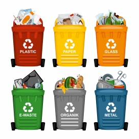 六款多彩的环保分类垃圾桶